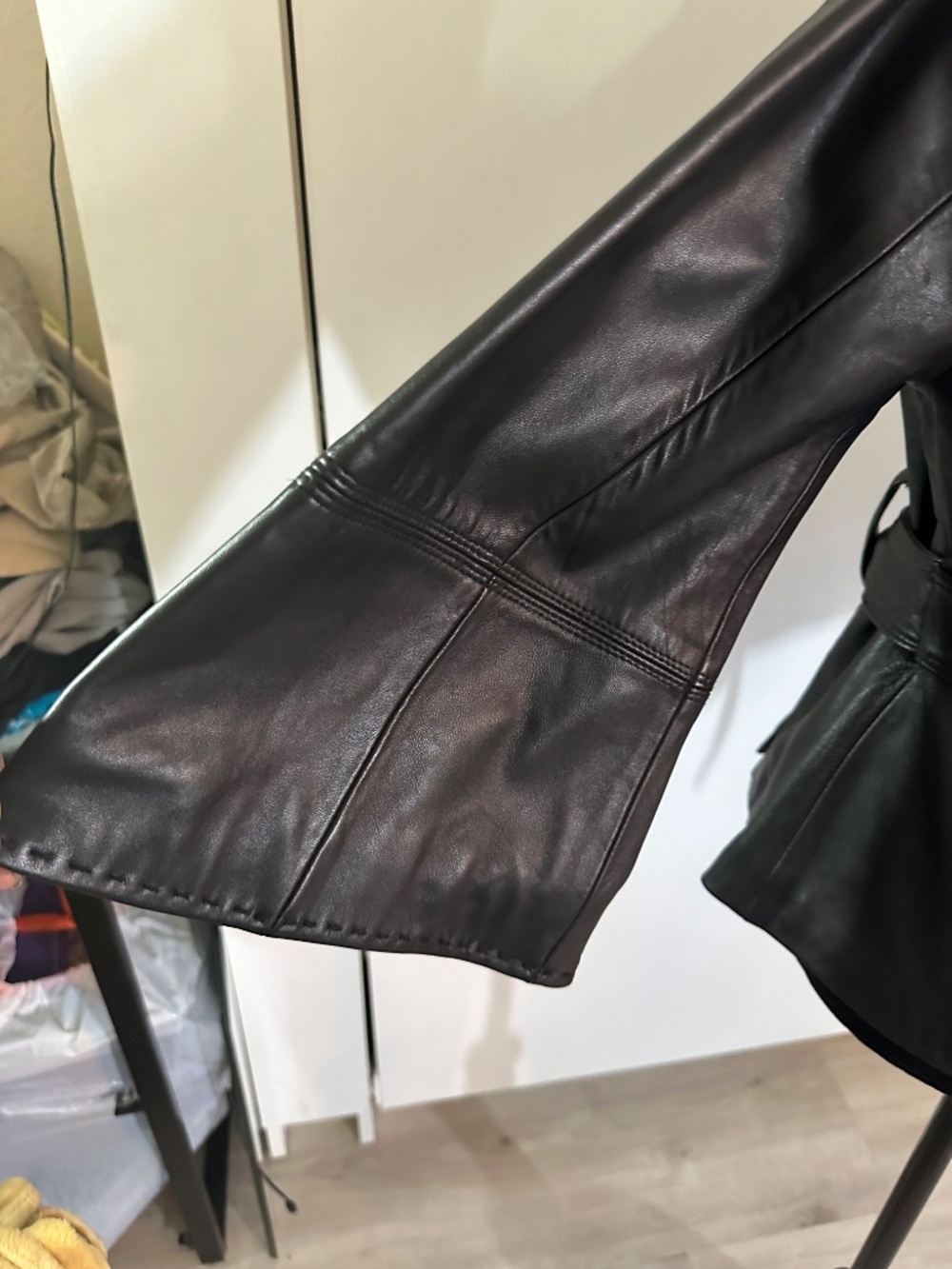 NWOT butter, soft Donatella black leather tie, front jacket, Bell sleeves ๐ฅ๐ฅ - Picture 15 of 17